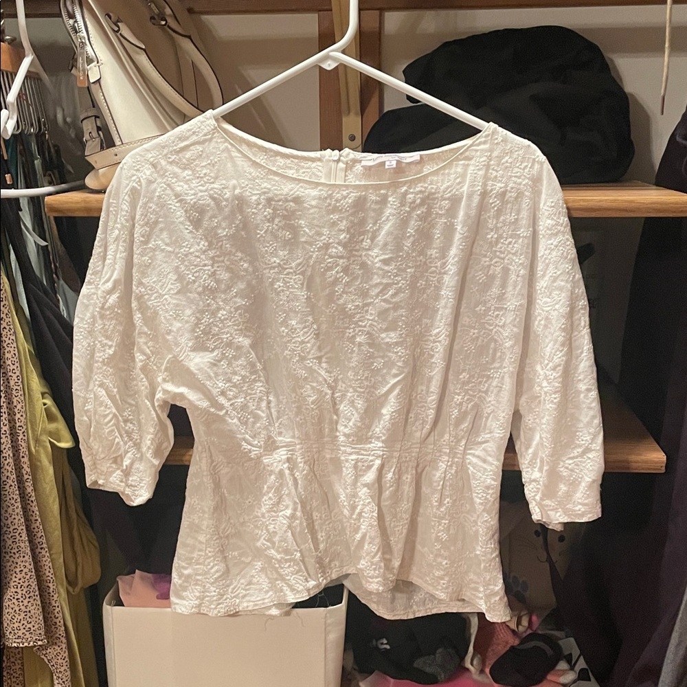 Chic White Embroidered Women's Blouse